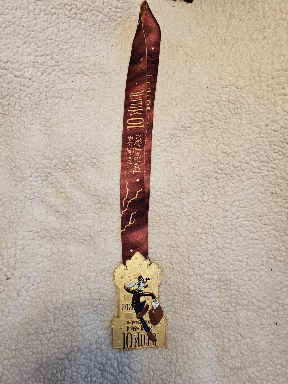 Disney Burgundy and Gold Tower of Terror 10 Miler Medal
